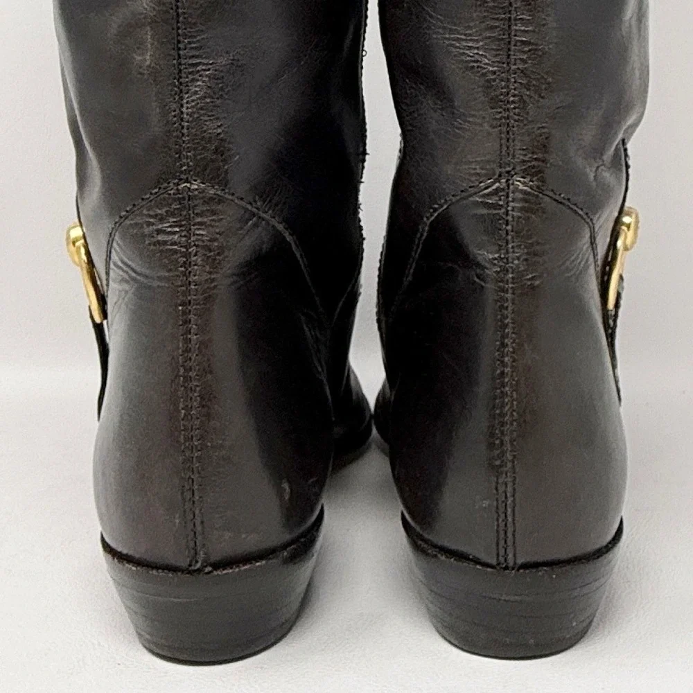 Etienne Aigner Vintage Brown Leather Tall Derby Riding‎ Boots 7M Academia Preppy